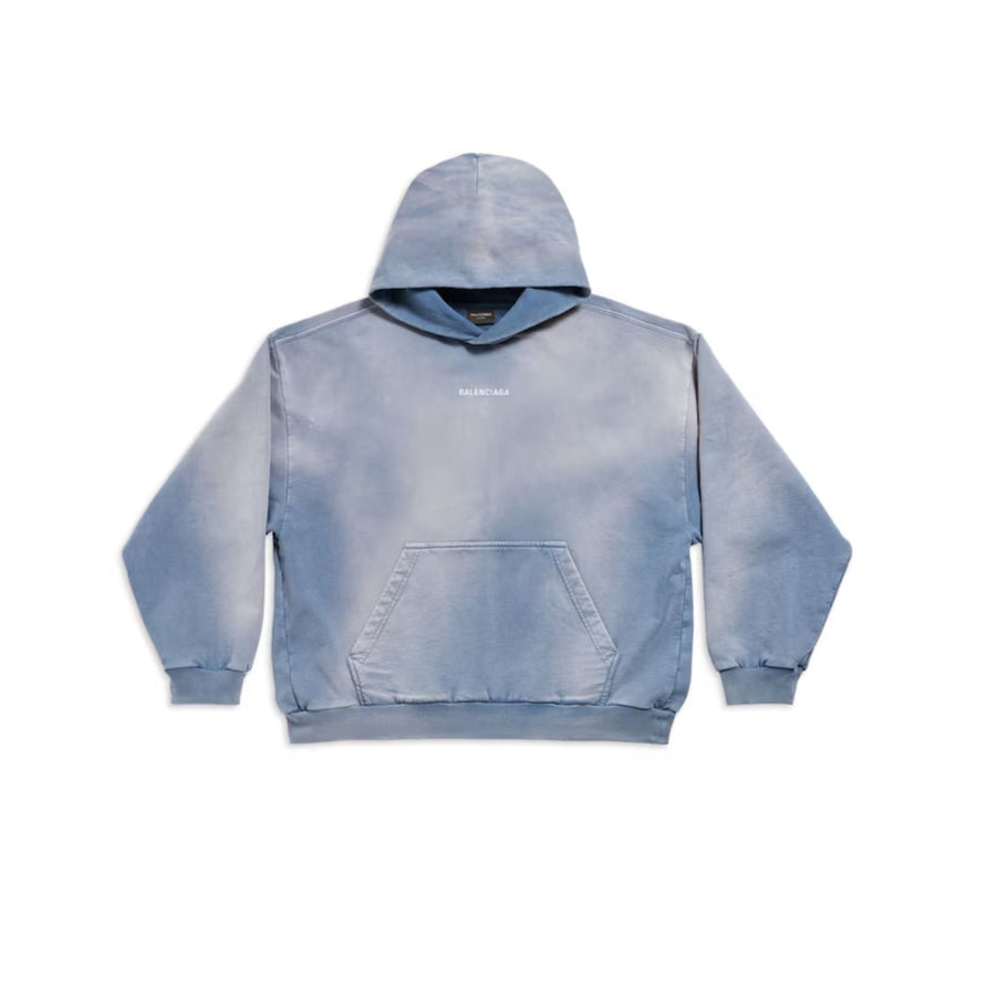 パーカー・フーディ *BALENCIAGA* Medium Fit Hood Washed Black Blue 767877TRVC335 Balenciaga Back Hoodie Medium Fit In Blue – The Blifs