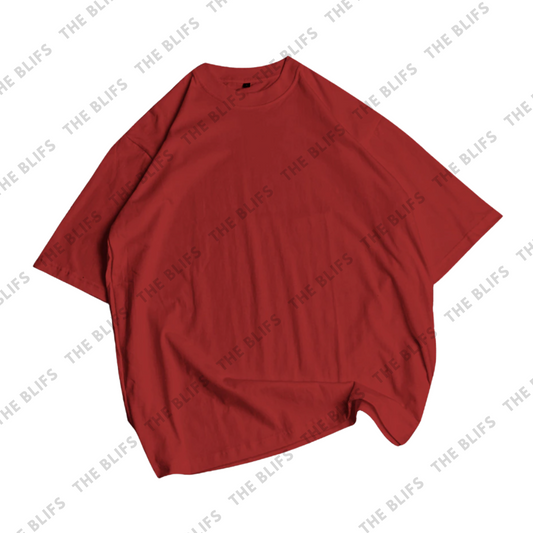 Dark Red Oversized Cotton Tee